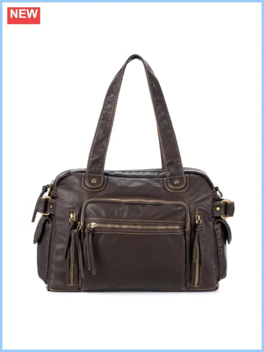 Faux Leather Hobo Shoulder Bag Large Tote Fits 13in Laptop Y2K Purse